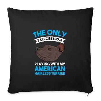 Terrier américain sans poil - Housse de coussin décorative 45 x 45 cm - noir - Devant