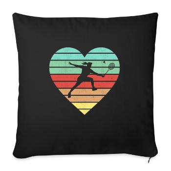 Badminton Vintage Heart Badminton Retro Women - Sofa pillowcase 17,3'' x 17,3'' (45 x 45 cm) - black - Front