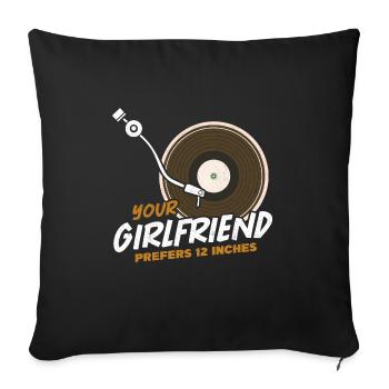 Votre petite amie préfère le collecteur LP 12 pouces - Housse de coussin décorative 45 x 45 cm - noir - Devant