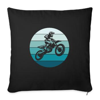 Dirt Bike Retro Sunset Motocross Motorcycle - Sofakissenbezug 45 x 45 cm - Schwarz - Vorne
