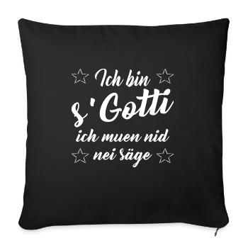 Lustiges Schweizer Gotti Götti Geburt Geschenkt - Sofakissenbezug 45 x 45 cm - Schwarz - Vorne