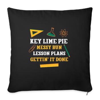 Key Lime Pie Messy Bun Plans de cours Professeur drôle - Housse de coussin décorative 45 x 45 cm - noir - Devant