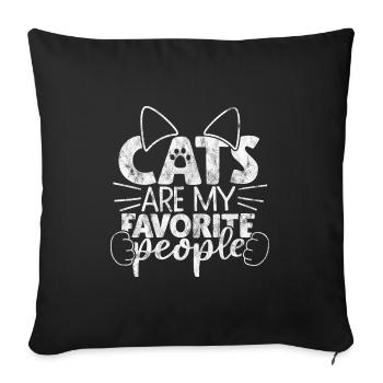 Les chats sont mes personnes préférées - Dictons de chat - Housse de coussin décorative 45 x 45 cm - noir - Devant