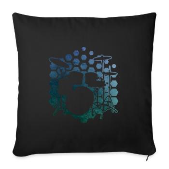 Schlagzeuger Schlagzeugspielen Drum Kit - Sofakissenbezug 45 x 45 cm - Schwarz - Vorne