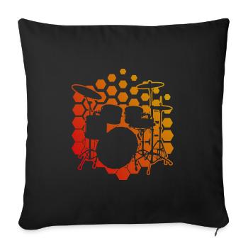 Damen Schlagzeug Schlagzeugspielen Drum Kit - Sofakissenbezug 45 x 45 cm - Schwarz - Vorne