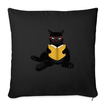 Amoureux des livres de chat Lire des livres - Housse de coussin décorative 45 x 45 cm - noir - Devant