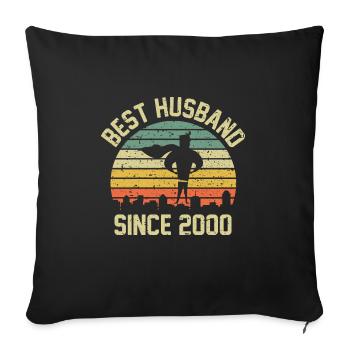 Meilleur mari depuis l’anniversaire de mariage 2000 - Housse de coussin décorative 45 x 45 cm - noir - Devant