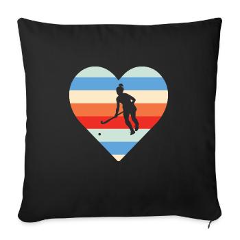 Passionné de hockey sur gazon Vintage Heart Defender Goa - Housse de coussin décorative 45 x 45 cm - noir - Devant