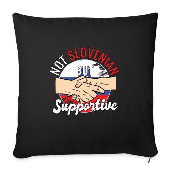 Pas slovène mais un voyageur de campagne solidaire - Housse de coussin décorative 45 x 45 cm - noir - Devant