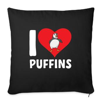 puffin puffin auke birds Lunde - Sofa pillowcase 17,3'' x 17,3'' (45 x 45 cm) - black - Front