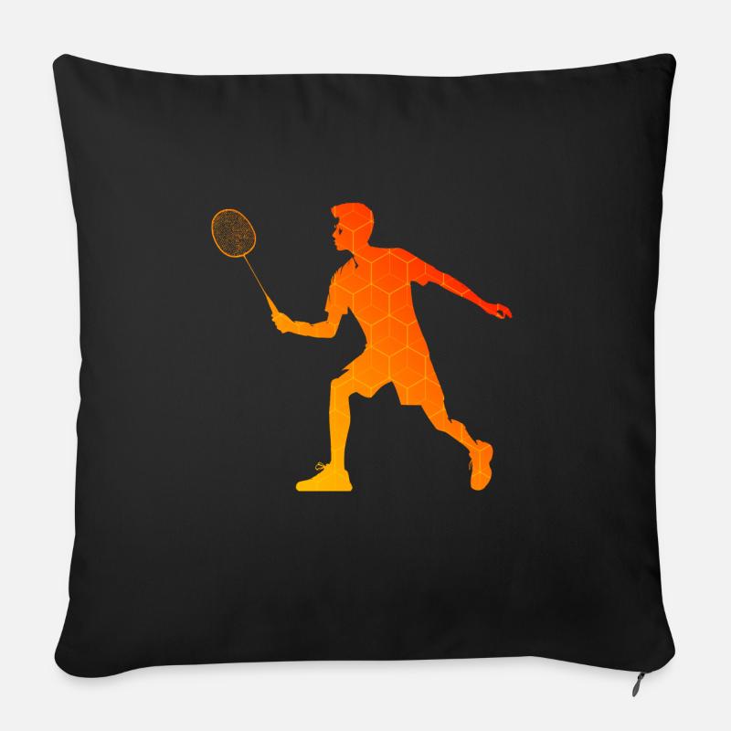 Badmintonspieler Herren Badminton Federball - Sofakissenbezug 45 x 45 cm - Schwarz