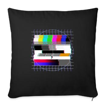 Modèle de test de télévision à tube - déformé - années 80 - Housse de coussin décorative 45 x 45 cm - noir - Devant