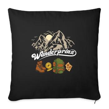 Wanderprinz Stylisches Wanderr Naturfreunde - Sofakissenbezug 45 x 45 cm - Schwarz - Vorne