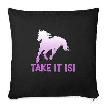 Take it Isi Islandpferd Schimmel Isländer - Sofakissenbezug 45 x 45 cm - Schwarz - Vorne