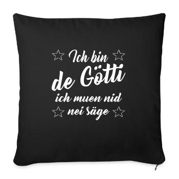 Lustiges Schweizer Gotti Götti Geburt Geschenkt - Sofakissenbezug 45 x 45 cm - Schwarz - Vorne