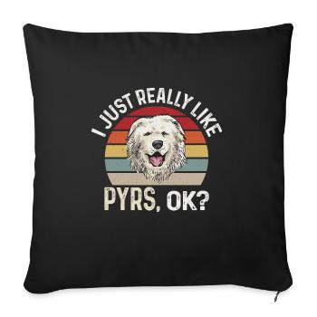 Large Pyrenean Dog Retro Vintage - Sofa pillowcase 17,3'' x 17,3'' (45 x 45 cm) - black - Front
