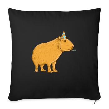 Anniversaire de Capybara - Housse de coussin décorative 45 x 45 cm - noir - Devant