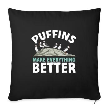puffin puffin auke birds Lunde - Sofa pillowcase 17,3'' x 17,3'' (45 x 45 cm) - black - Front