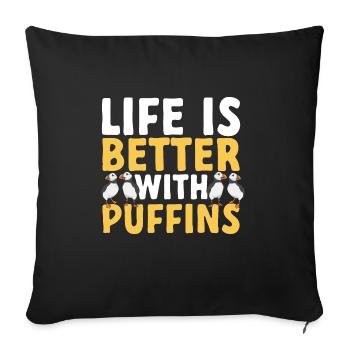 puffin puffin auke birds Lunde - Sofa pillowcase 17,3'' x 17,3'' (45 x 45 cm) - black - Front