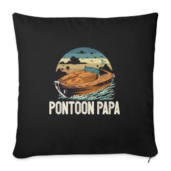 Ponton Papa Fête des pères Bateau à moteur Pontooning - Housse de coussin décorative 45 x 45 cm - noir - Devant