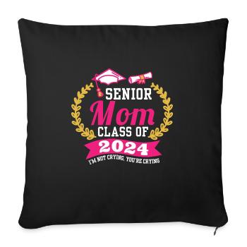 Fête de remise des diplômes de la classe de maman senior de 2024 fière - Housse de coussin décorative 45 x 45 cm - noir - Devant