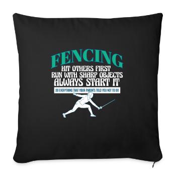 Funny Fencing Athlete Coach Sword Fighting Combat - Sofakissenbezug 45 x 45 cm - Schwarz - Vorne