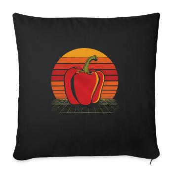 Paprika Geschenk - Sofakissenbezug 45 x 45 cm - Schwarz - Vorne