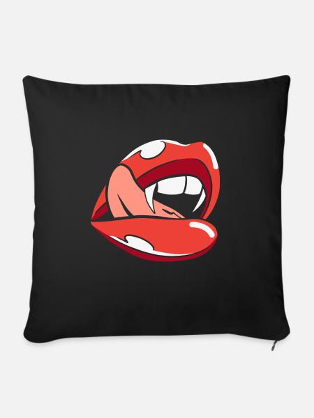 Halloween Bite Lips - Sofakissenbezug 45 x 45 cm - Schwarz