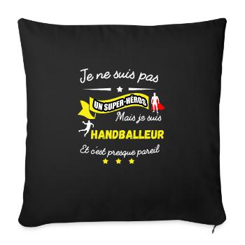pas superhéros mais HANDBALLEUR - Housse de coussin décorative 45 x 45 cm - noir - Devant