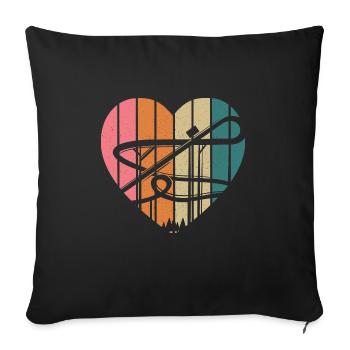Retro Heart Roller Coaster Theme Park Vacation - Sofa pillowcase 17,3'' x 17,3'' (45 x 45 cm) - black - Front