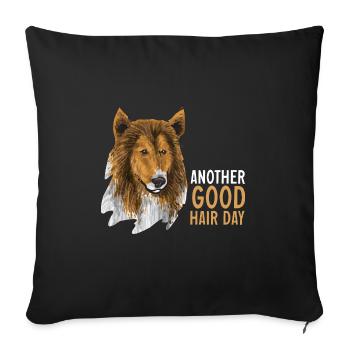 Long-haired Collie Rough Collie Dog - Sofa pillowcase 17,3'' x 17,3'' (45 x 45 cm) - black - Front