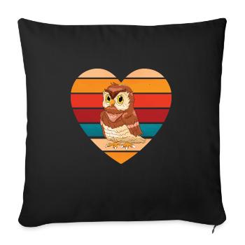 Hibou Passionné Retro Birds Of Prey Vintage Heart N - Housse de coussin décorative 45 x 45 cm - noir - Devant