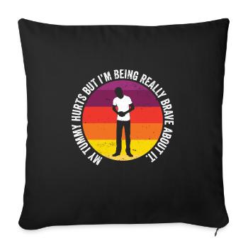 Drôle de survivant de maux de ventre Mon ventre fait mal à la nourriture - Housse de coussin décorative 45 x 45 cm - noir - Devant