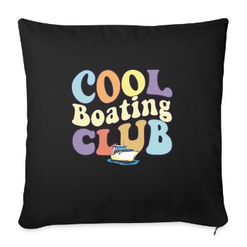 Cool Boating Club Motorboat Pontoon Captain Boat - Sofa pillowcase 17,3'' x 17,3'' (45 x 45 cm) - black - Front