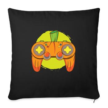 Jeu vidéo Gamer Life Halloween Pumpkin Head - Housse de coussin décorative 45 x 45 cm - noir - Devant