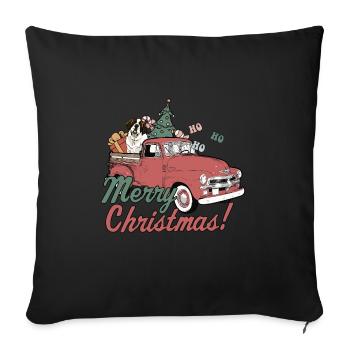 Vintage Red Pick Up Truck Merry Christmas Saint - Sofa pillowcase 17,3'' x 17,3'' (45 x 45 cm) - black - Front
