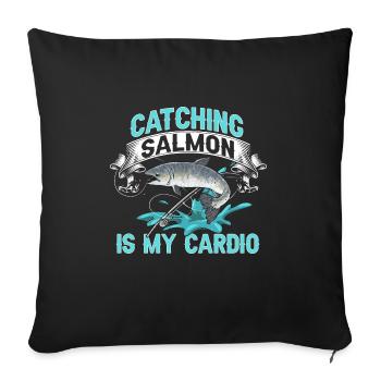 Pêche au saumon Pêcheur de saumon - Housse de coussin décorative 45 x 45 cm - noir - Devant