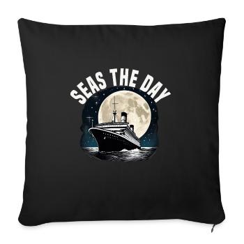 Seas The Day Cruise Ship Vacation Group Matching - Sofa pillowcase 17,3'' x 17,3'' (45 x 45 cm) - black - Front
