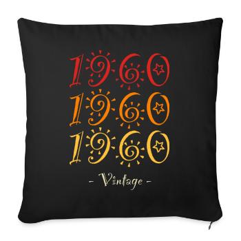 1960 vintage - Sofa pillowcase 17,3'' x 17,3'' (45 x 45 cm) - black - Front