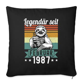 Faultier Legendär seit Februar 1987 Geburtstag - Sofakissenbezug 45 x 45 cm - Schwarz - Vorne