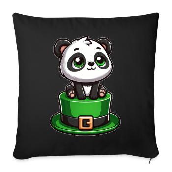 St. Patrick's Day Panda with Top Hat and Shamrock - Sofa pillowcase 17,3'' x 17,3'' (45 x 45 cm) - black - Front