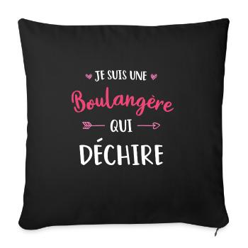 Je Suis Une Boulangère Qui Déchire - Housse de coussin décorative 45 x 45 cm - noir - Devant