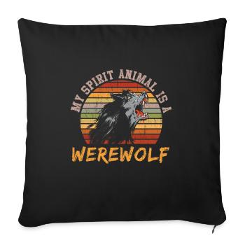 My spirit animal is werewolf - Sofa pillowcase 17,3'' x 17,3'' (45 x 45 cm) - black - Front