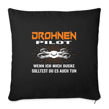 Drohne Drohnen Pilot Quadrocopter Drone Pilot - Sofakissenbezug 45 x 45 cm - Schwarz - Vorne