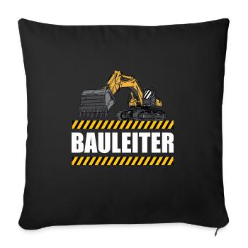 Bauleiter - Großes Bagger Motiv - Baustelle - Sofakissenbezug 45 x 45 cm - Schwarz - Vorne