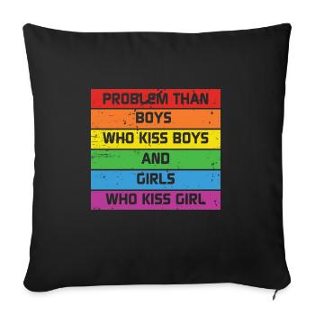 LBGT Flag Gay Pride Human Vintage Rainbow - Sofa pillowcase 17,3'' x 17,3'' (45 x 45 cm) - black - Front