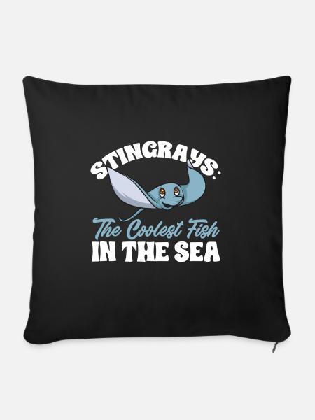 Stachelrochen Mantarochen Ozean Rochen - Sofakissenbezug 45 x 45 cm - Schwarz