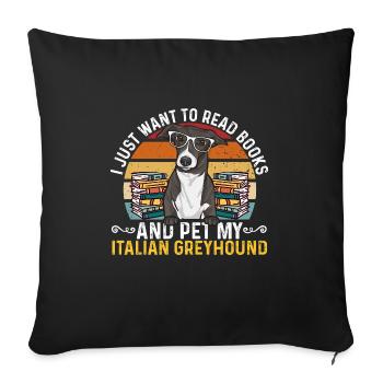 Lévrier italien Greyhound Chiens - Housse de coussin décorative 45 x 45 cm - noir - Devant