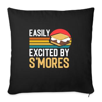 Funny Easily Excited By Smores Retro Marshmallow V - Sofakissenbezug 45 x 45 cm - Schwarz - Vorne