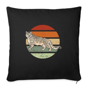 Schneeleopard - Sofakissenbezug 45 x 45 cm - Schwarz - Vorne